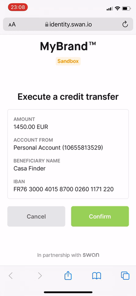 Video of a user completing Strong Customer Authentication on a mobile device